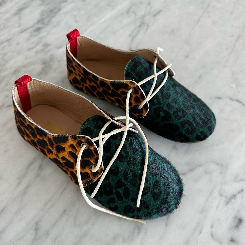 Matuschka Mia Leopard Print Lace-Up Shoes
